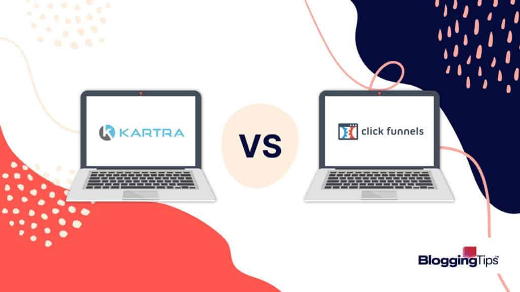 vector graphic showing a kartra logo and a clickfunnels logo to highlight the similarities and differences between kartra vs clickfunnels