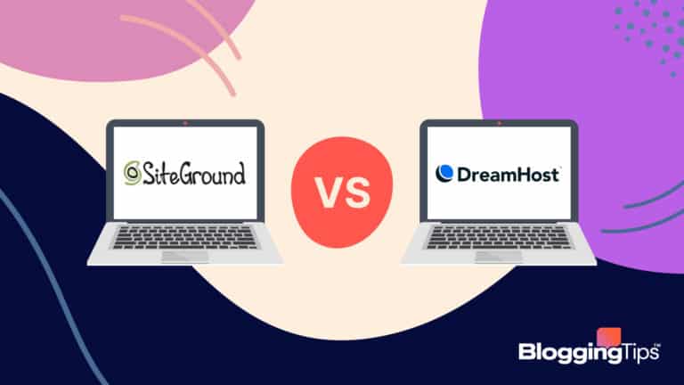 vector graphic showing an illustration of siteground vs dreamhost - computer screens running logos of both companies on the screen with 