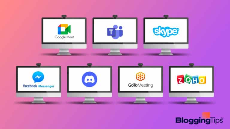 vector graphic showing the logos of the best Zoom alternatives on the screens of computer monitors arranged side by side