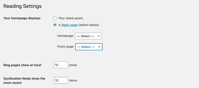 24 wordpress reading settings page