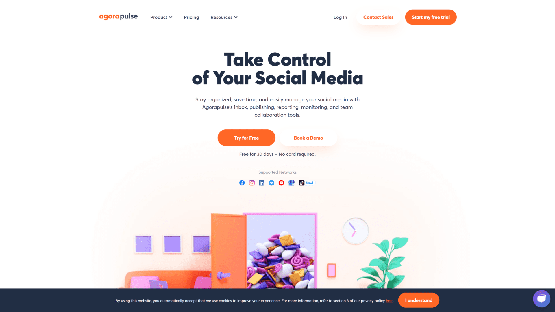 A screenshot of the agorapulse homepage