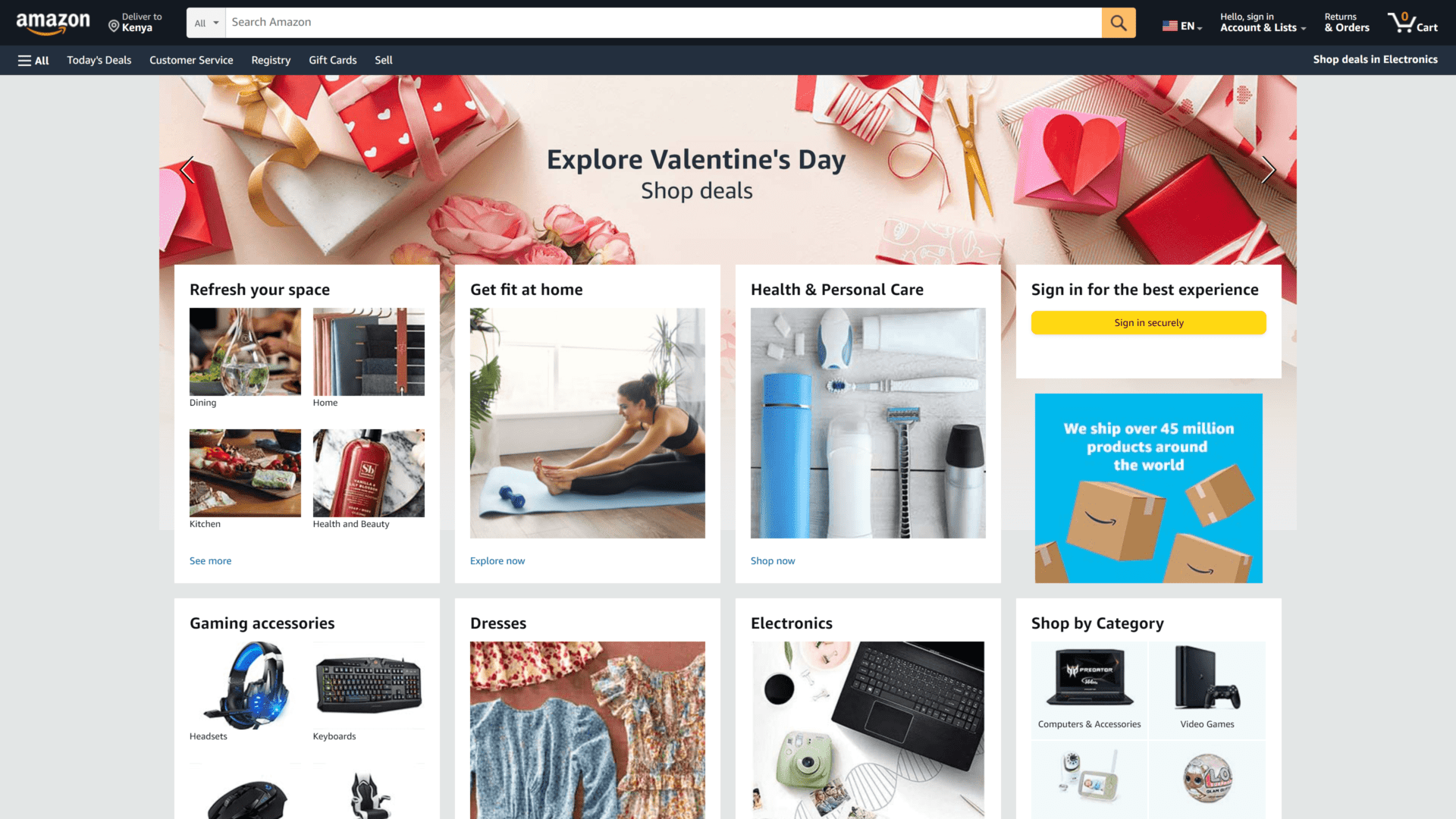 screenshot of the amazon homepage