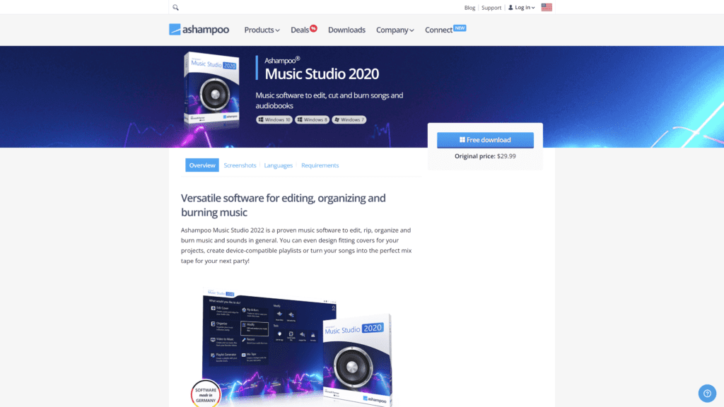 ashampoo music studio homepage screenshot 1