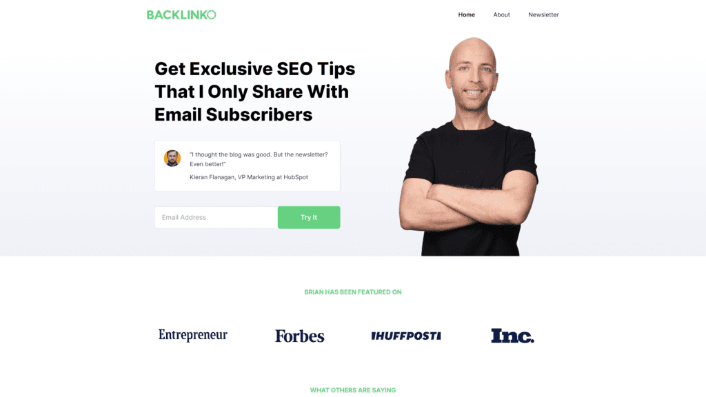 A screenshot of the backlinko homepage