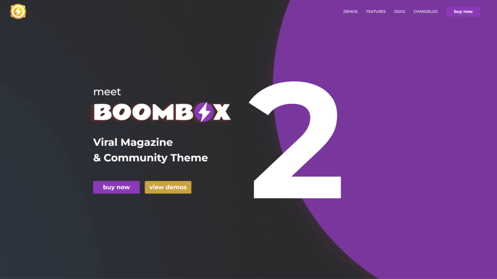 screenshot of the boombox homepage