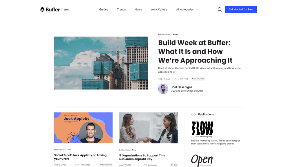 screenshot of the buffer homepage