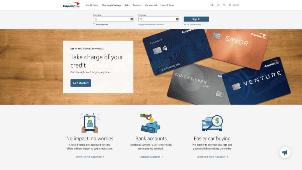 capitalone homepage screenshot 1