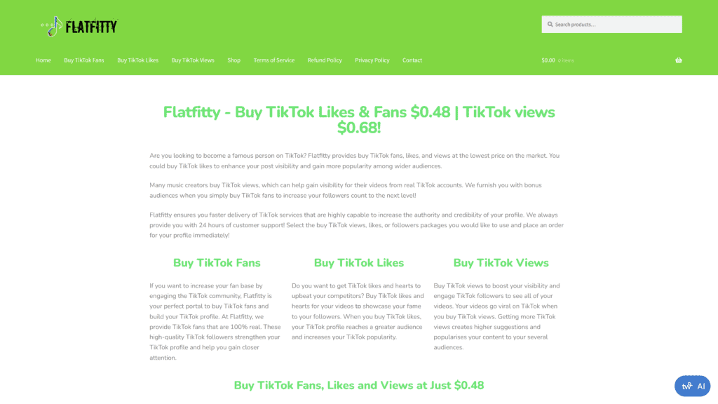 screenshot of the flatfiftty homepage