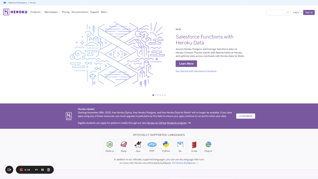 Heroku homepage screenshot 1