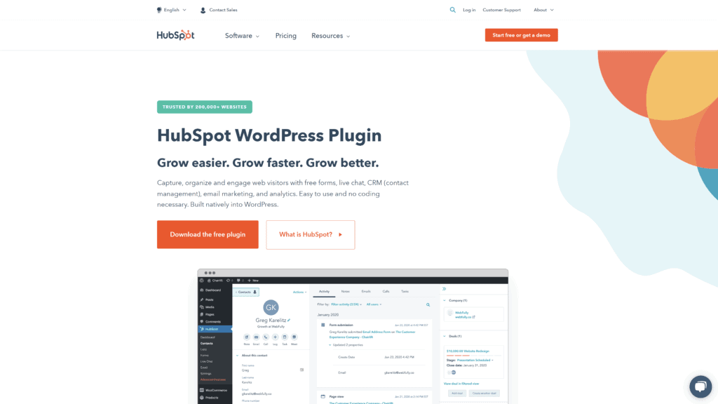 screenshot of the hubspot cms hub homepage