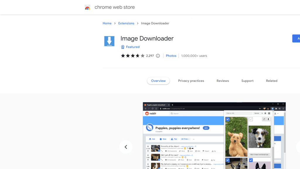 screenshot of the image downloader homepage