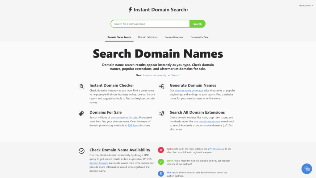 instantdomainsearch homepage screenshot 1