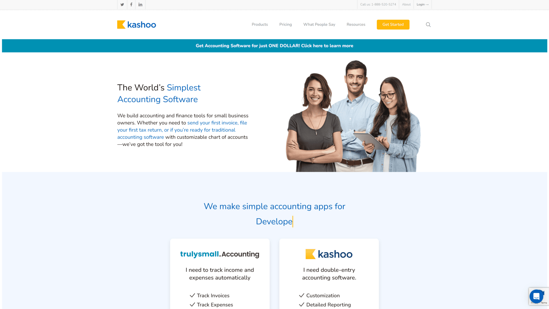 screenshot of the kashoo homepage