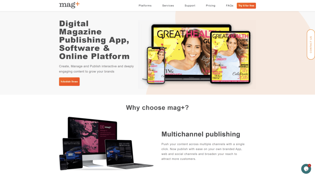 screenshot of the magplus homepage