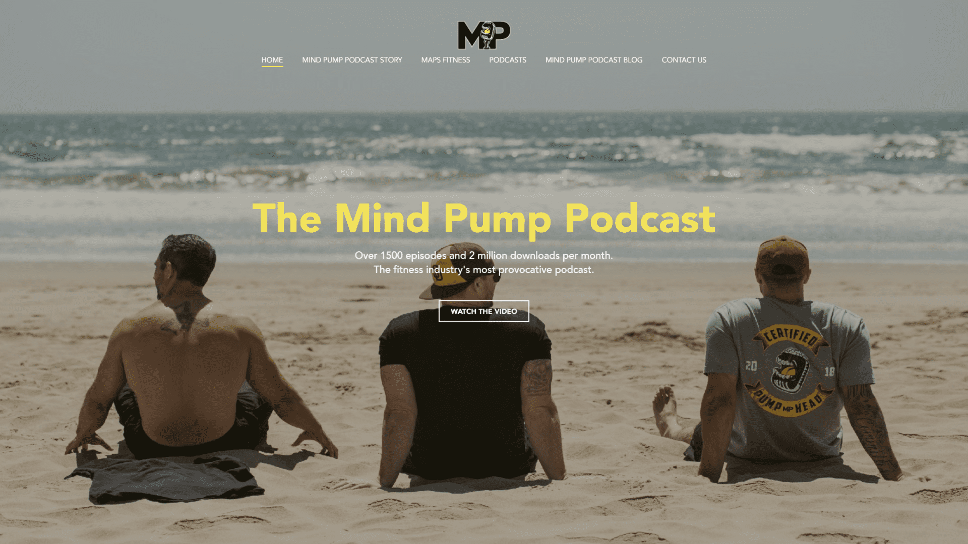 screenshot of the mind pump homepage