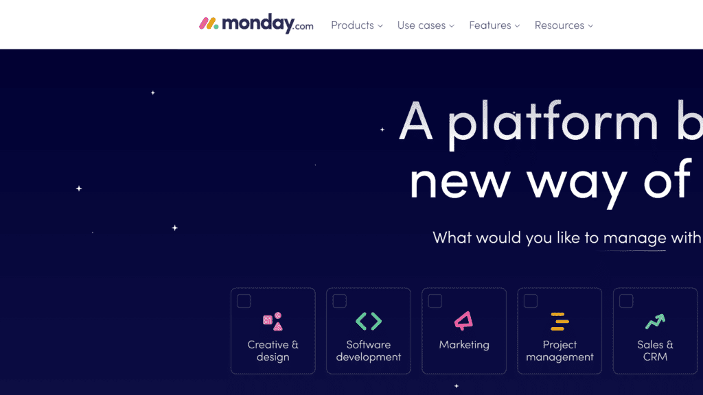 monday homepage screenshot 1