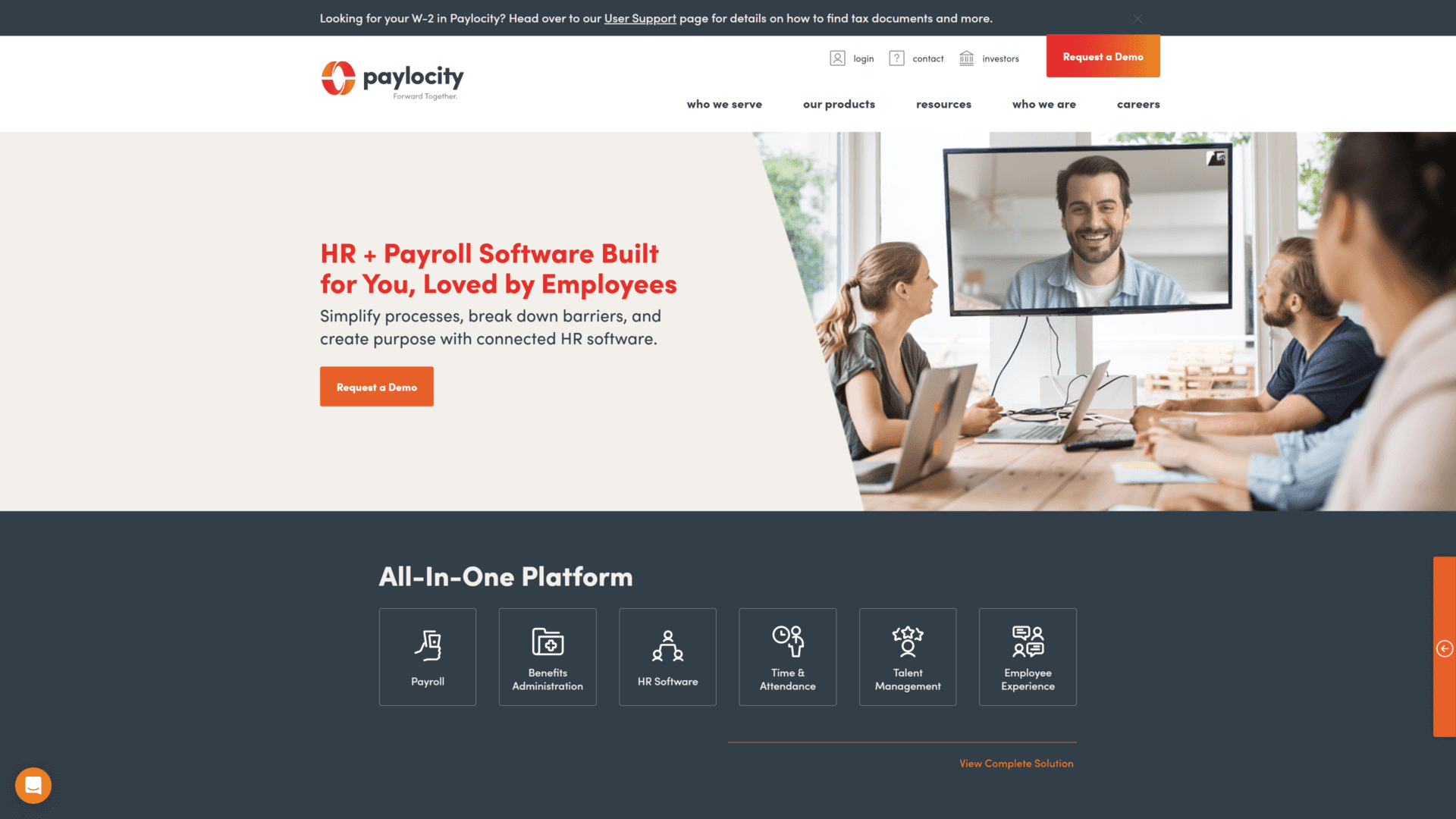 paylocity homepage screenshot 1