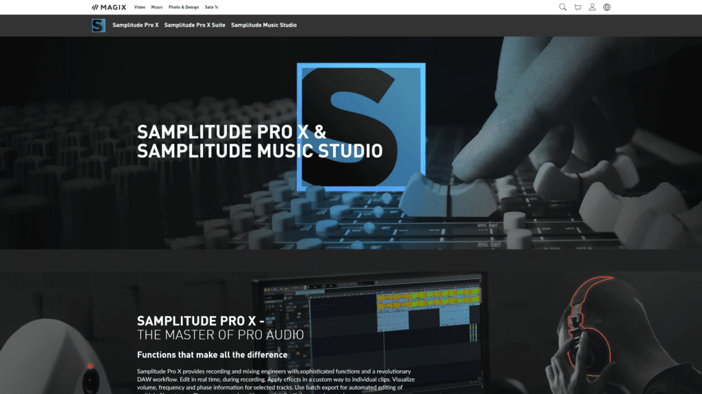 samplitude homepage screenshot 1