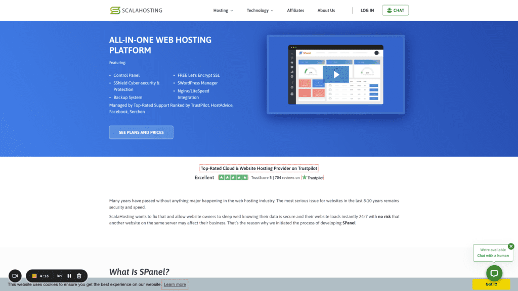 scalahosting homepage screenshot