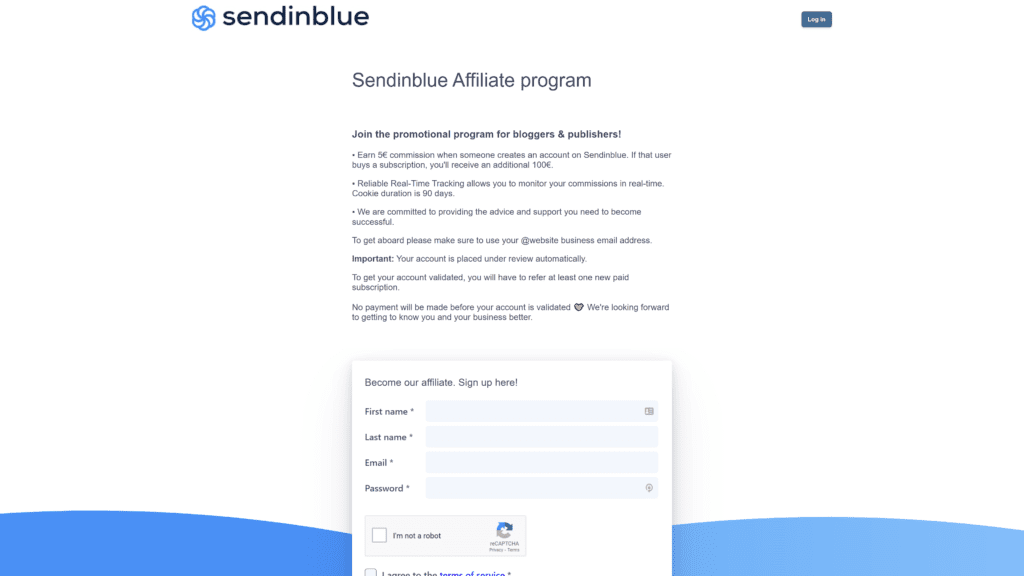 sendinblue afiliate homepage screenshot 1