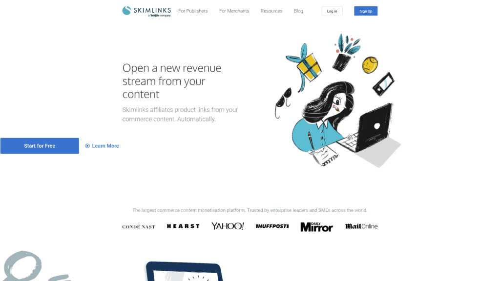 skimlinks.com homepage screenshot 1