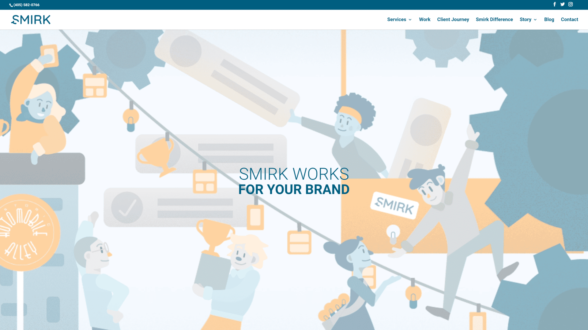 A screenshot of the smirk new media homepage