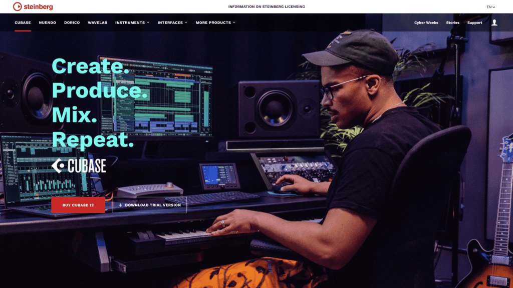 steinberg cubase homepage screenshot 1