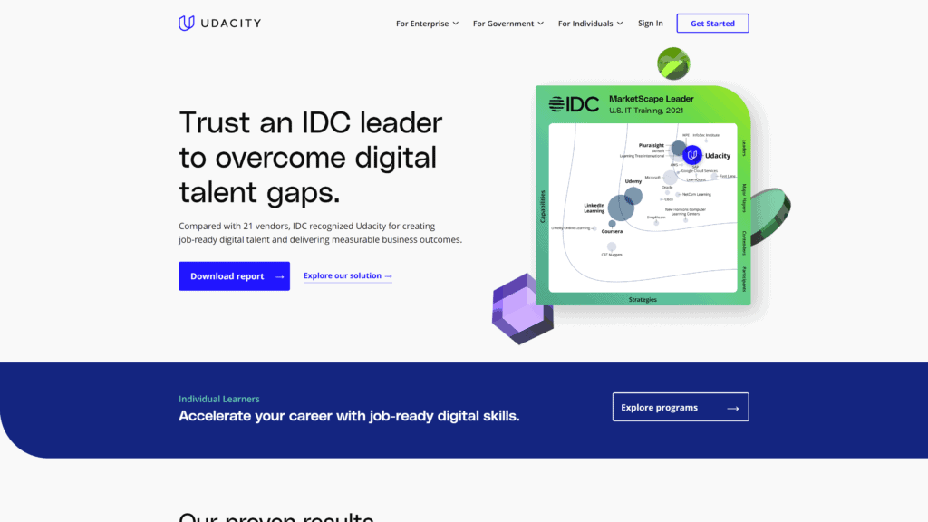 udacity homepage screeshot 1