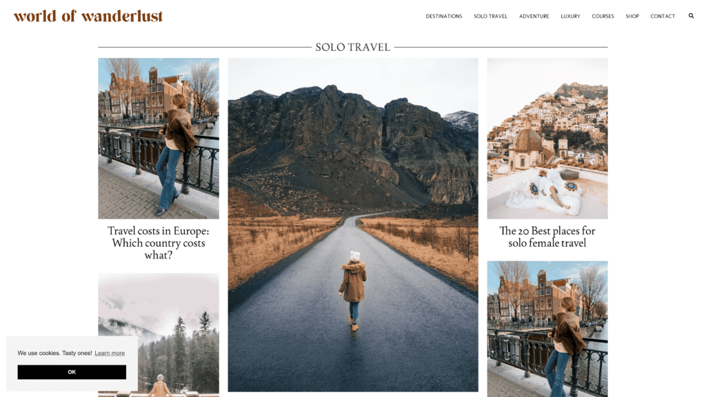 screenshot of the world-of-wanderlust homepage
