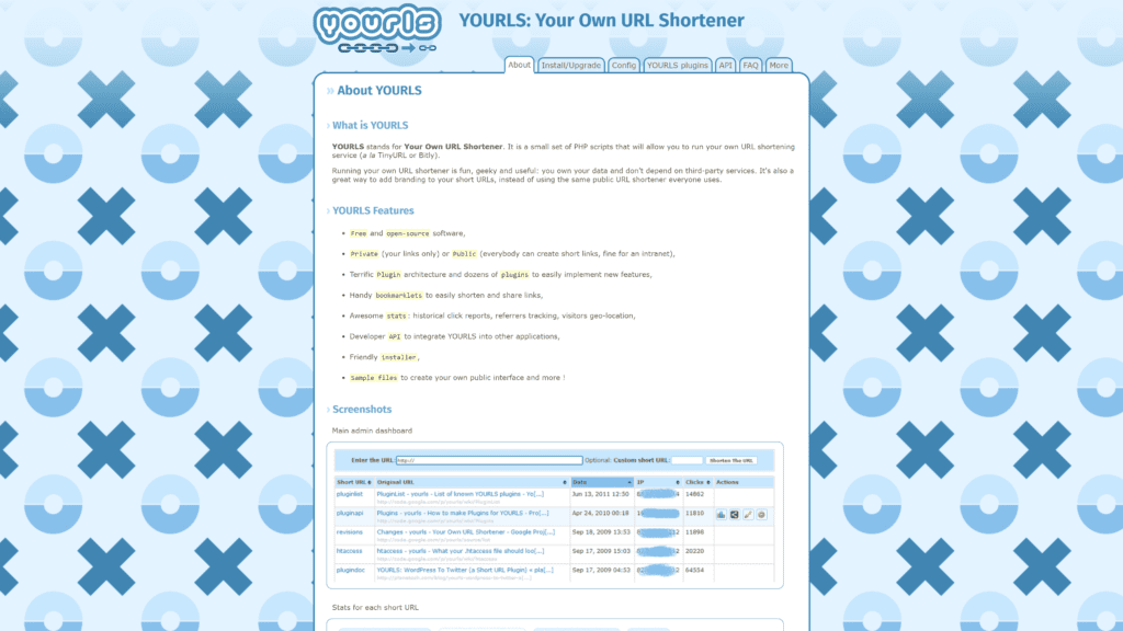 yourls homepage screenshot 1
