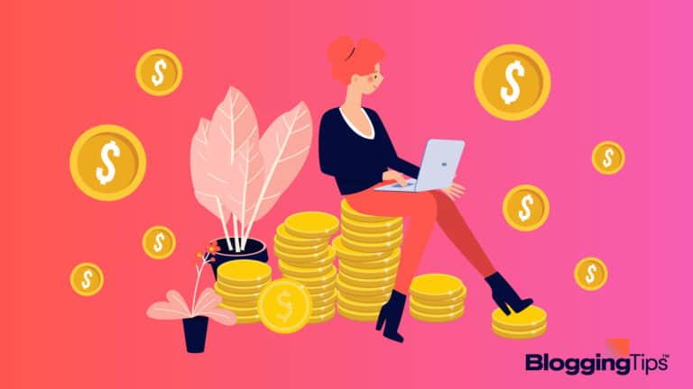 vector graphic showing an illustration of a woman working to succeed with affiliate marketing