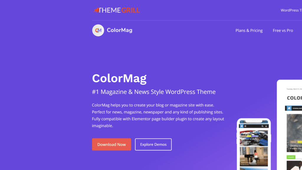screenshot of the colormag homepage
